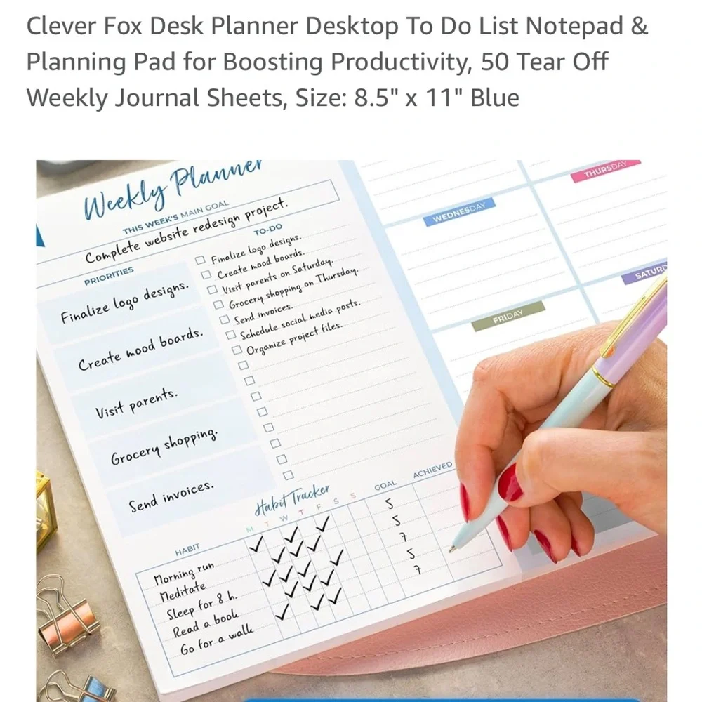 Blue Desk Planner Notepad